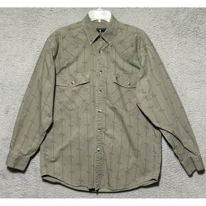 Browning Button Down Shirt Mens Medium AOP Deer Tracks Hunting Western